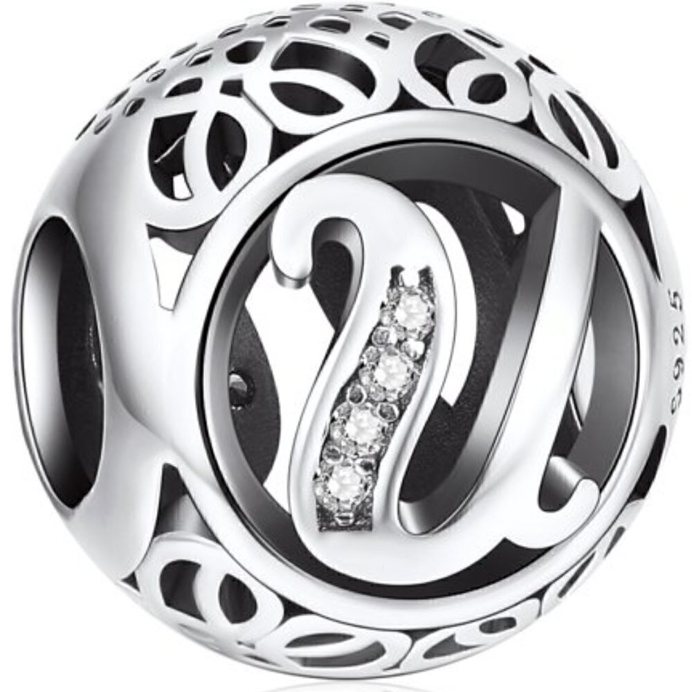 Sterling Silver Vintage Letter U Charm
